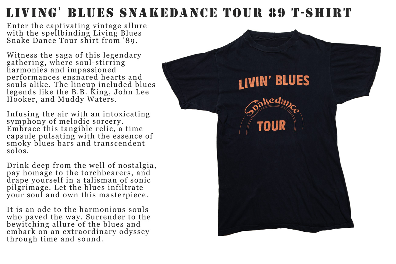 Living’ Blues Snakedance tour 89 t-shirt Pulp Vintage - store
